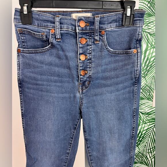 Madewell 10” High Rise Skinny Jean with Exposed Button Fly Size 27 Tall - Picture 3 of 11